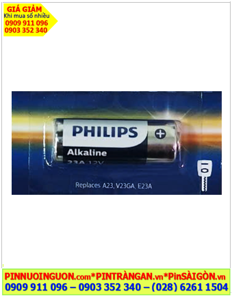 Pin 12v A23; Pin 12v Alkaline, Pin Remote điều khiển 12v Philips A23, 23A, 8LR932 Alkaline chính hãng